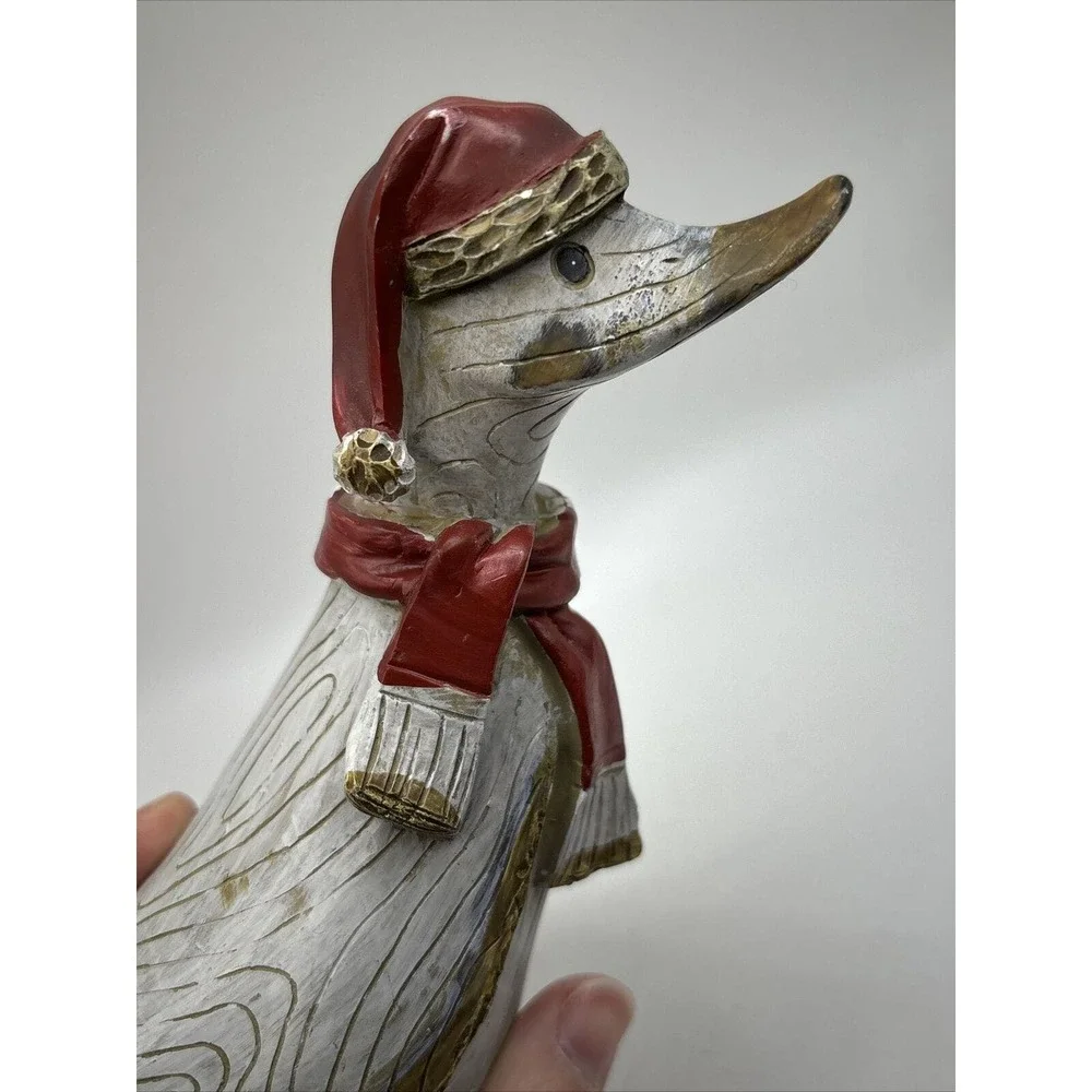 Tii Collections Christmas Goose with Scarf Figurine Resin~Wood Grain Look - Picture 10 of 12